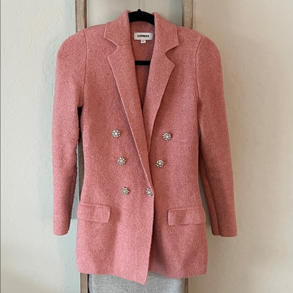 Express Women's Blush Double-Breasted Blazer